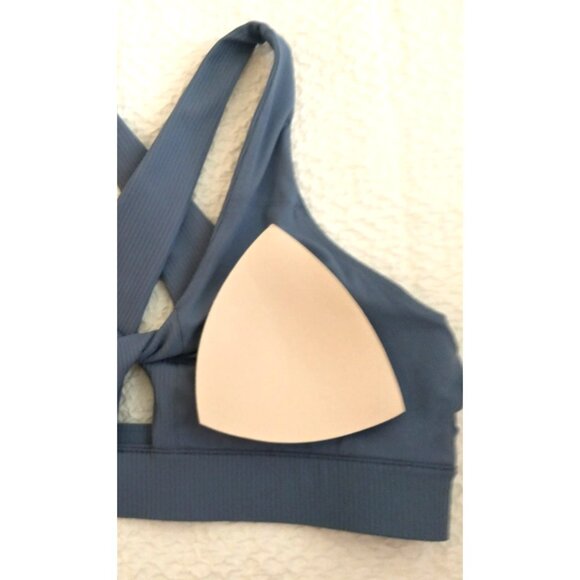 Fabletics Oasis Twist Front Sports Bra Padded Medium Impact Blue Gray - XL - Picture 6 of 8